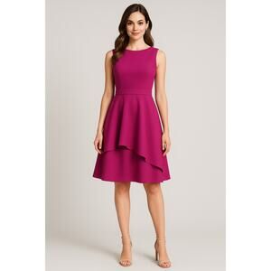 Eliza J Fuchsia Flutter Sleeveless Dress - Size 10